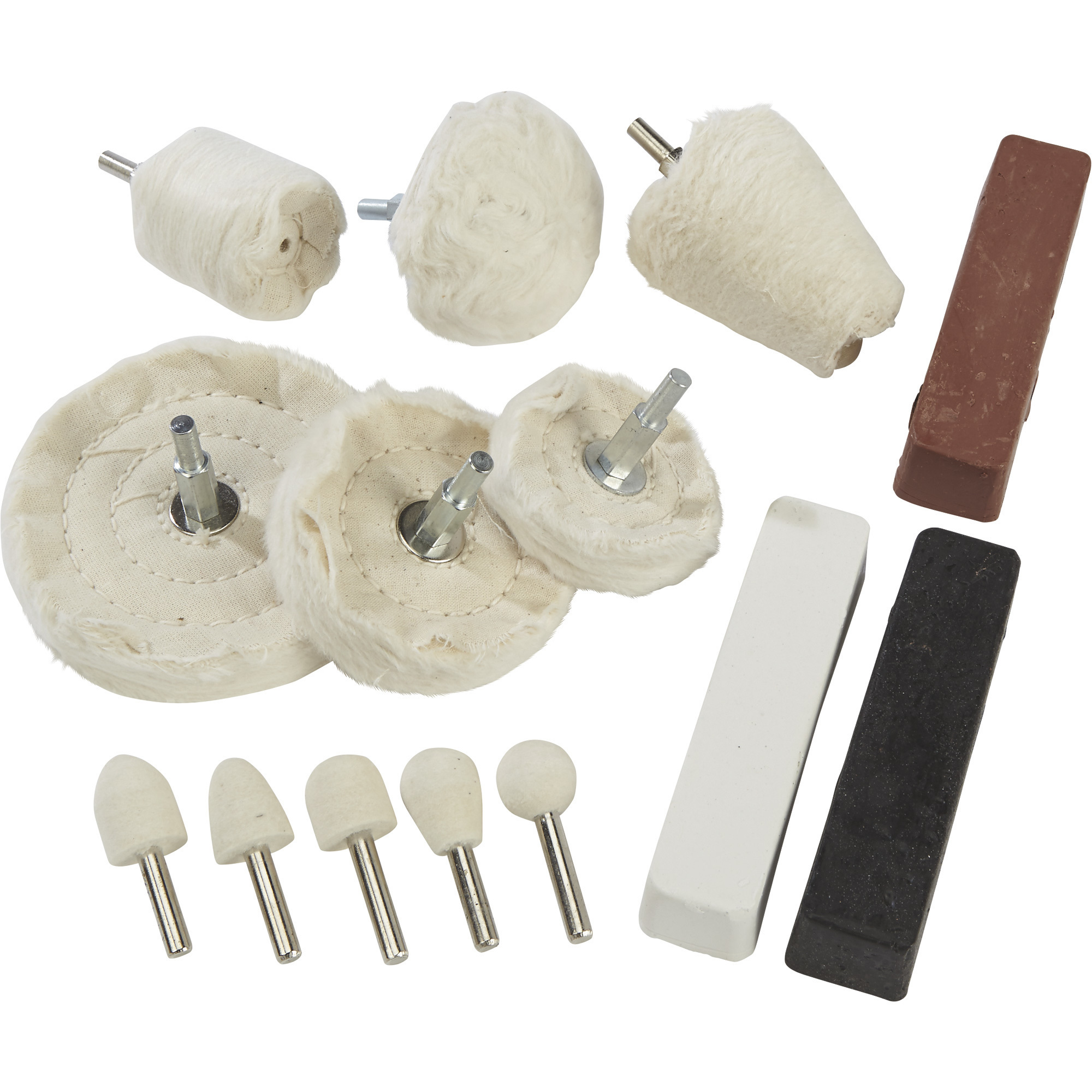 Klutch 14-Pc. Aluminum Polishing Kit, Drill-Mounted Buffing and Finishing Set